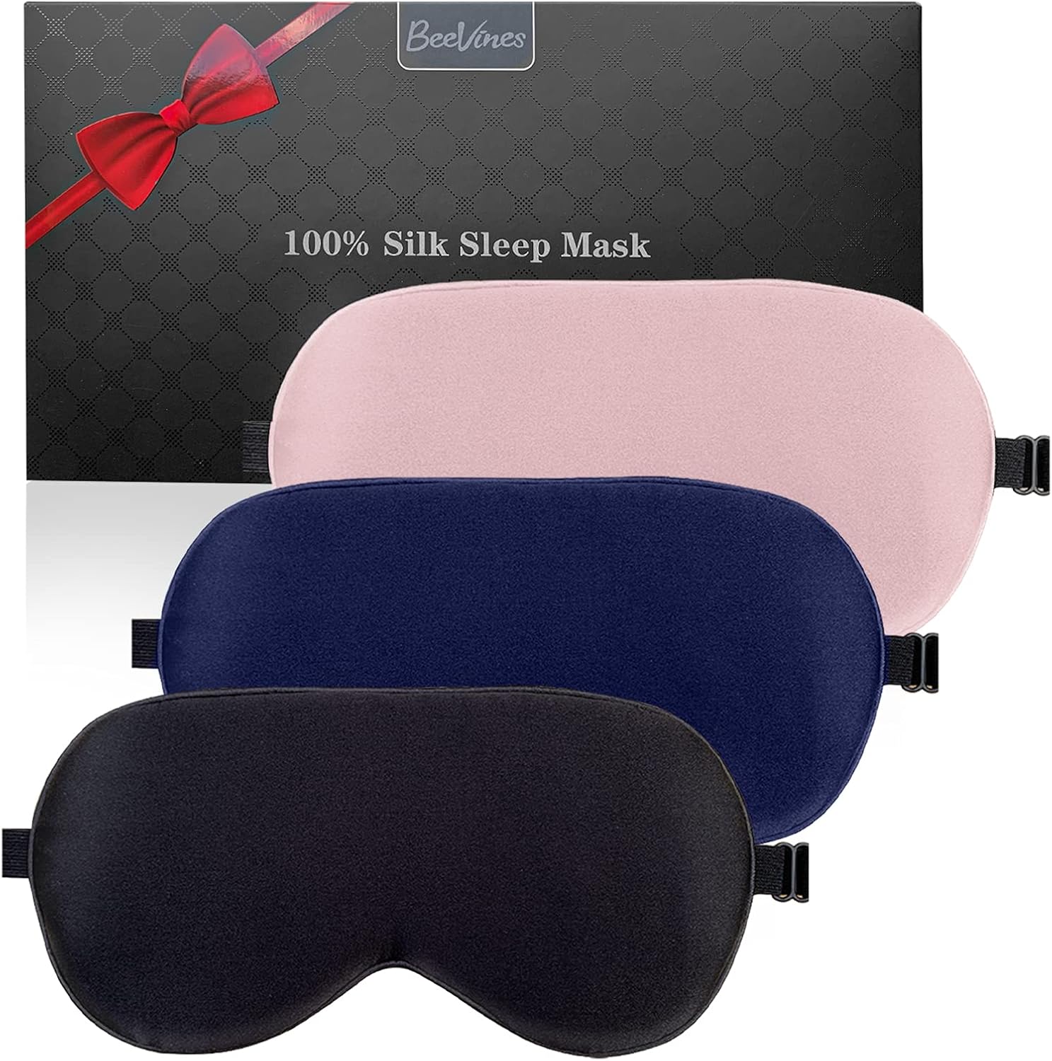 Silk Sleep Mask, 3 Pack 100% Real Natural Pure Silk Eye Mask with Adjustable Strap, Eye Mask for Sleeping, BeeVines Eye Sleep Shade Cover, Blocks Light Reduces Puffy Eyes Gifts : Health & Household