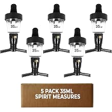 Chabrias Ltd 5 Pack 35ml Black Spirit Optic Measures, CE Government Stamped UK Made, Professional Wall Mounted Drinks Dispenser for Pubs, Bars, Licensed & Hospitality Use, Wall Bracket Not Included