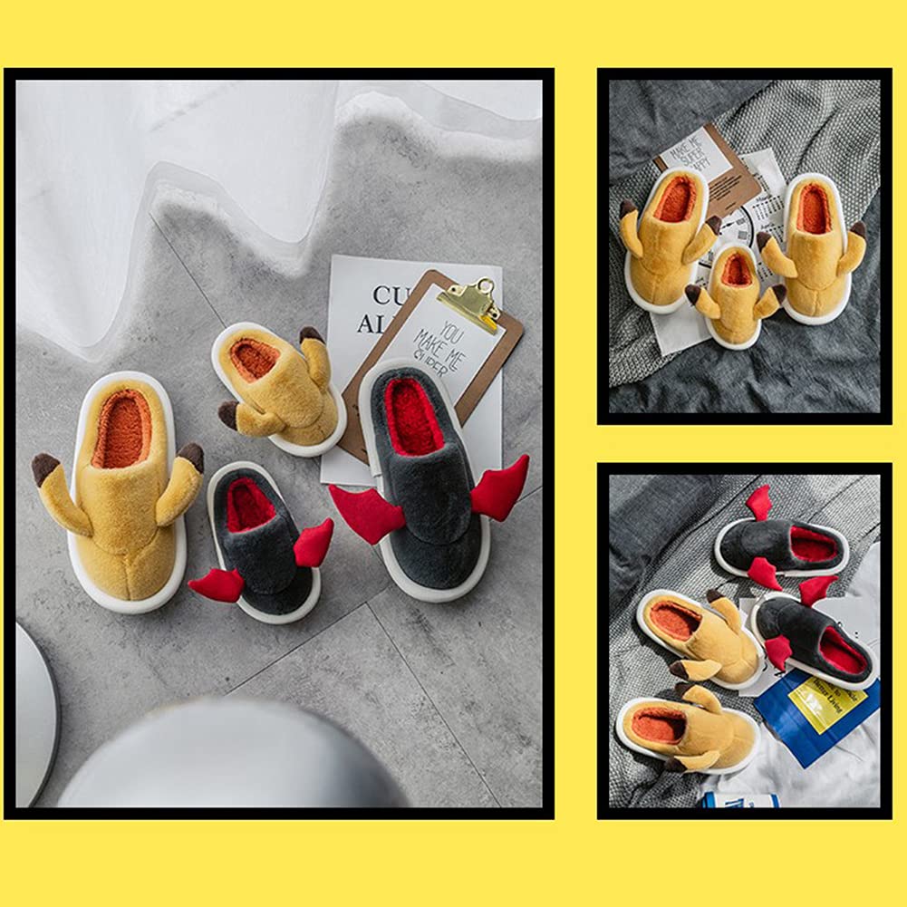 Zapatillas De Estar por Casa Lindo Animales para Niños Mujer Hombre Invierno Felpa Forro Pantuflas Interior Cómodo Caliente Zapatos De Algodón Slippers,Amarillo,40~41