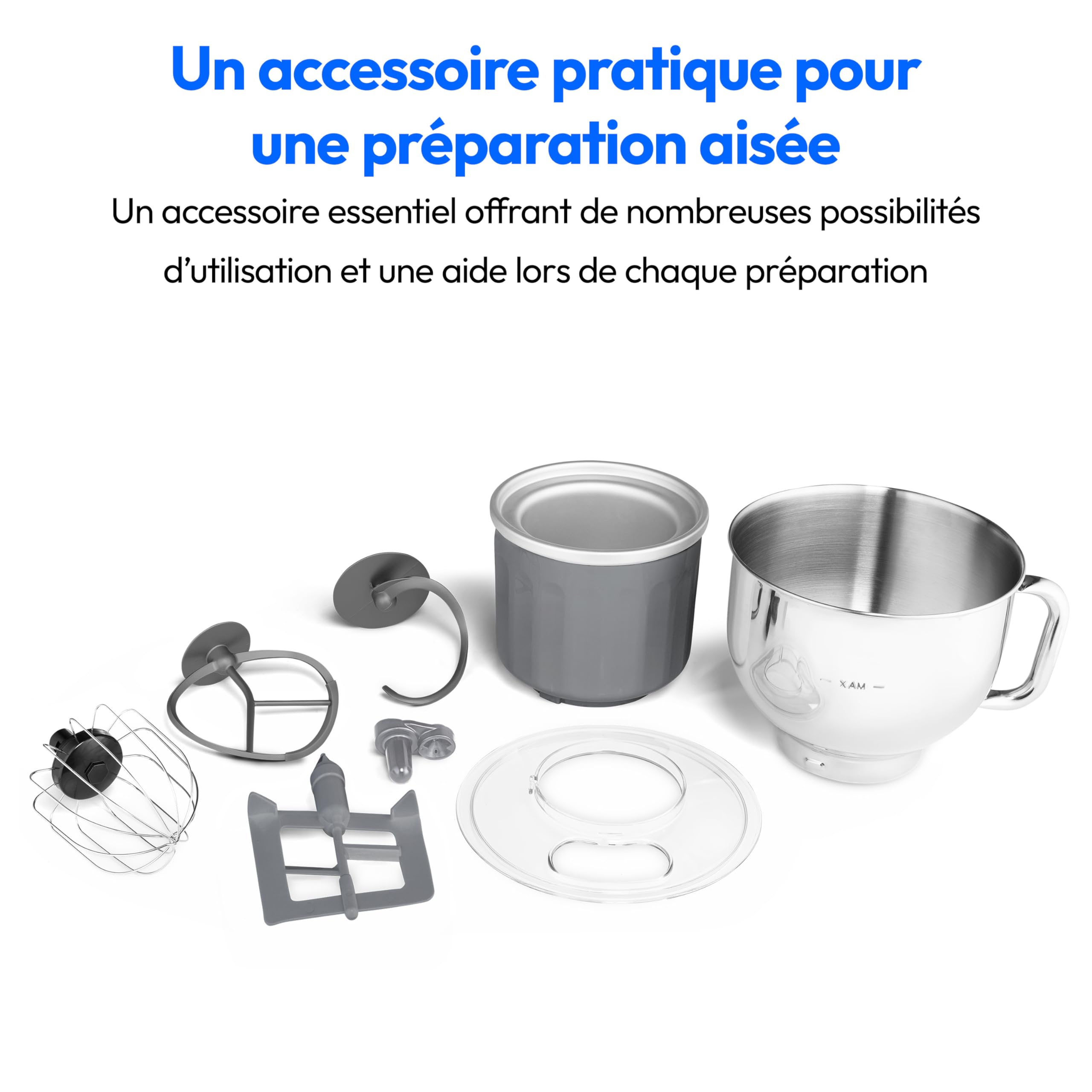 MEDION Robot de cuisine (1 200 watts, 8 vitesses, mélanger pétrir remuer, écran digital, bol en inox de 5 litres, bol à glace pour la préparation de glace, MD18420) Anthracite