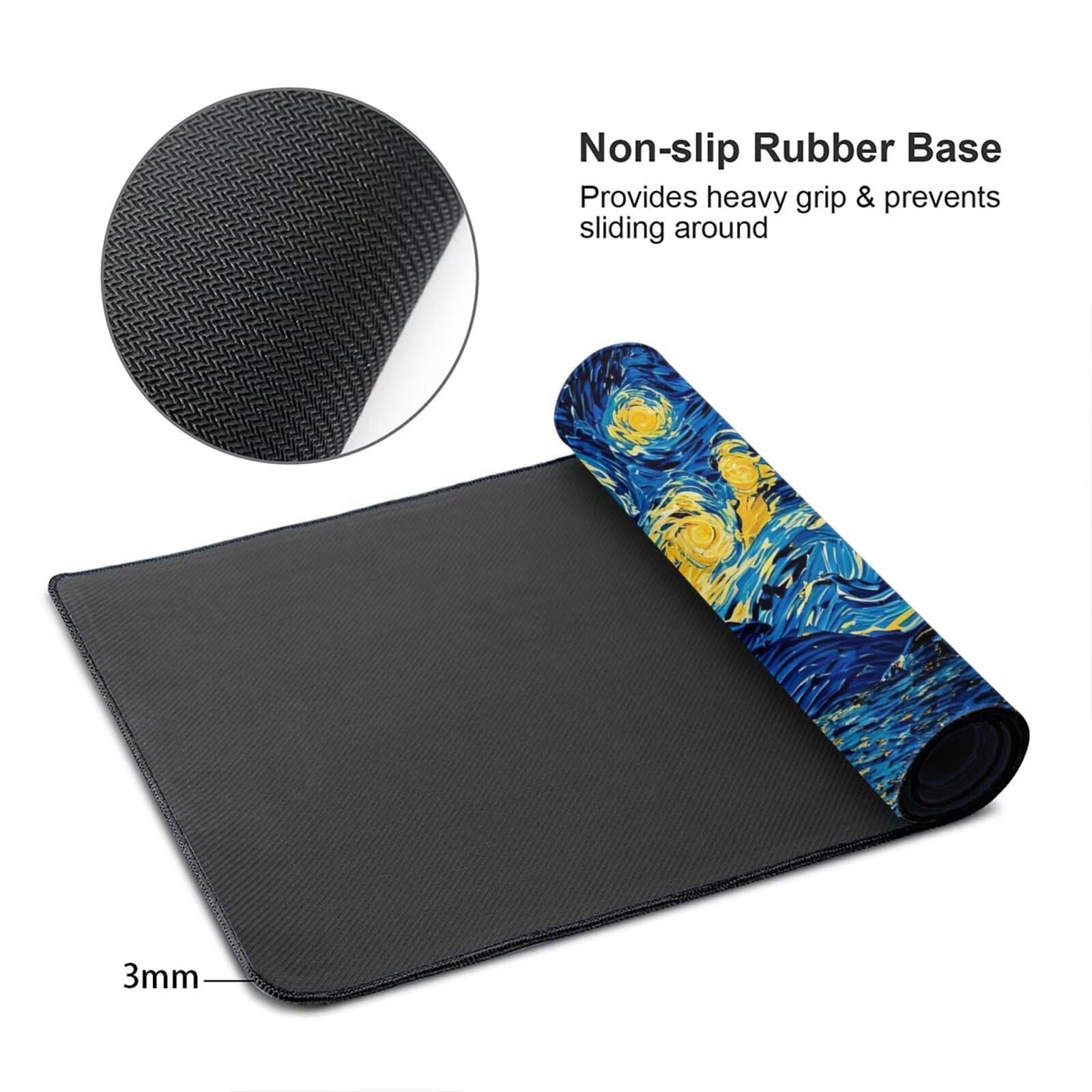 Tapis de Souris XXL 1200x600 mm, Bleu Tapis de Souris Ciel étoilé Tapis Souris XXL 120 X 60 CM, Antidérapant sous Main Bureau à Bords Cousus, Mouse Pad avec Surface en Caoutchouc antidérapant U-793