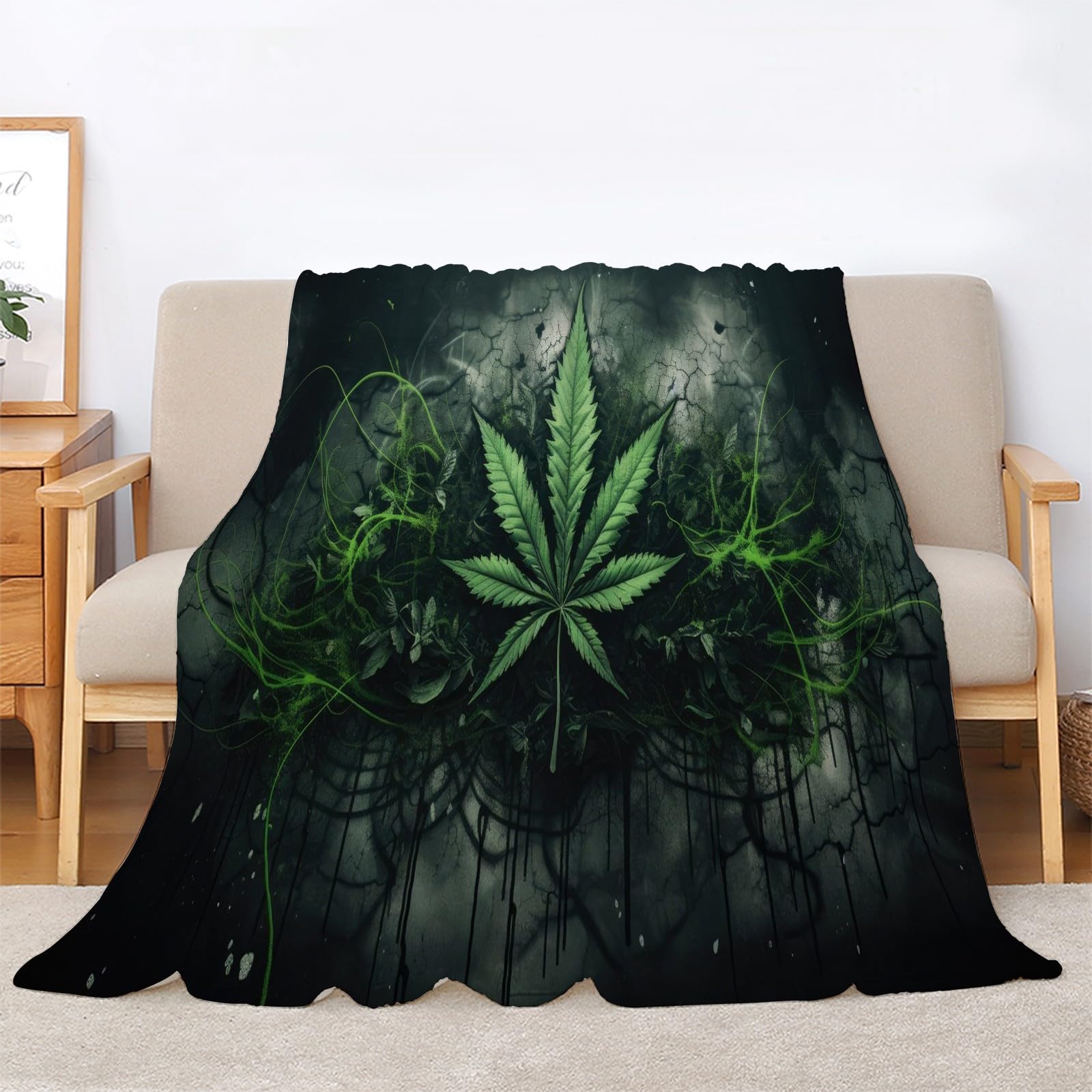 Puszysty koc do wtulania się w płatki konopi, 200 x 200 cm, miękki i dwustronny, ciemny koc polarowy, idealny koc na sofę dla wszystkich, przytulny koc na sofę i łóżko