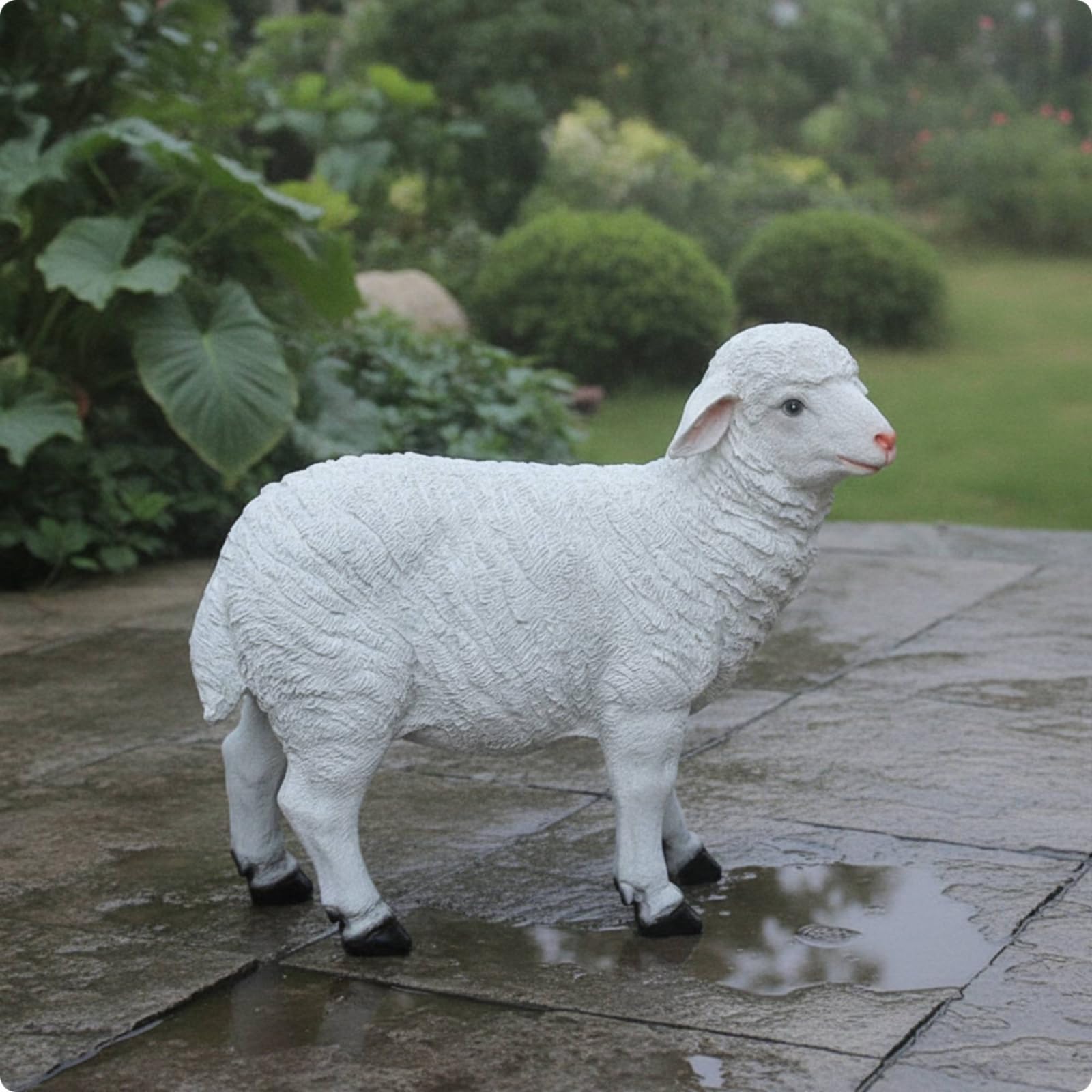 Gartenfigur aus Kunstharz realistisch Schafstatue wetterfest Schaffigur für Gartenbesitzer