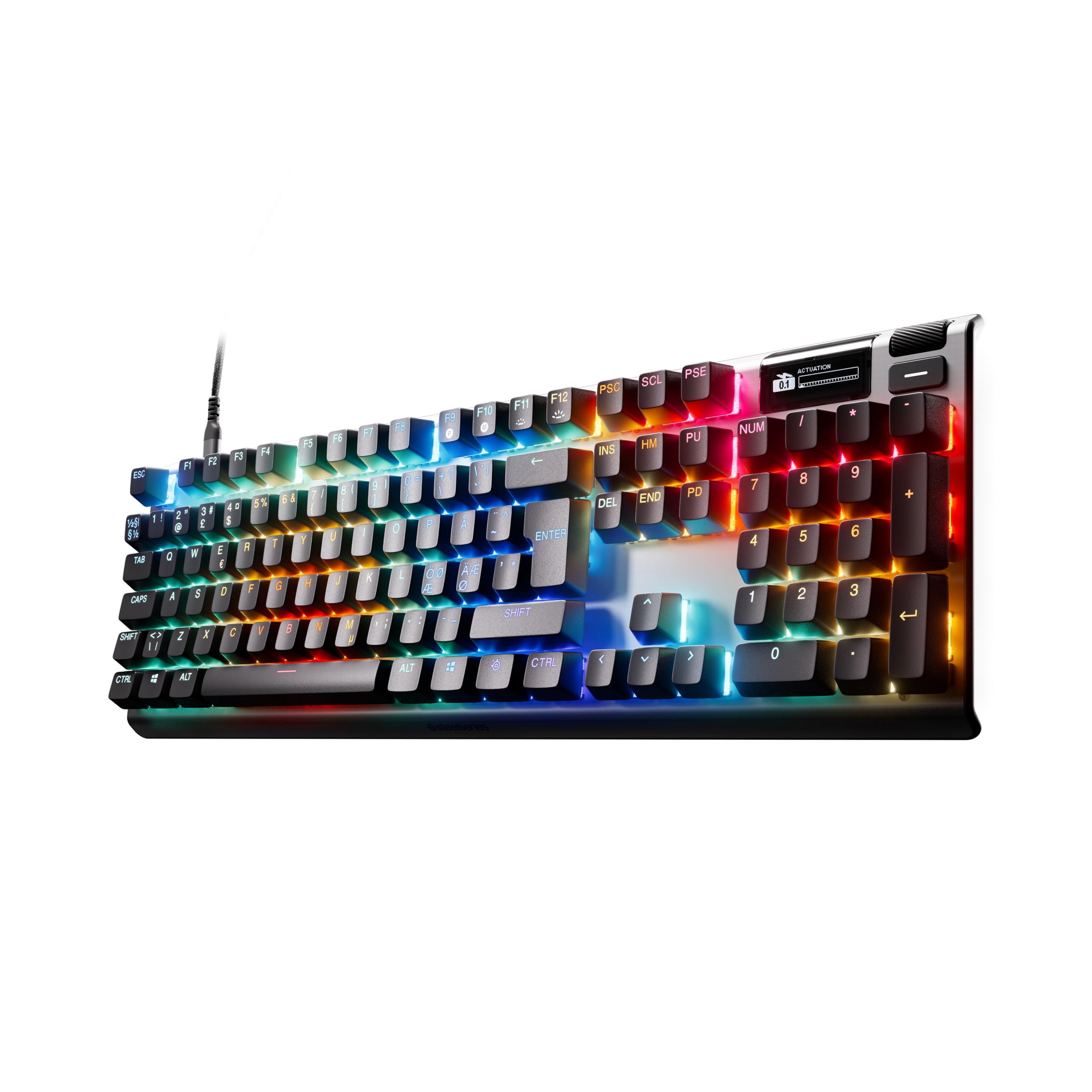SteelSeries Apex Pro Gen 3 - Hipermagnetyczna klawiatura dla graczy - przełączniki OmniPoint 3.0 - Rapid Trigger - Ustawienia gier - Rapid Tap/SOCD - OLED - RGB - nakładki z PBT - NOR Layout QWERTY
