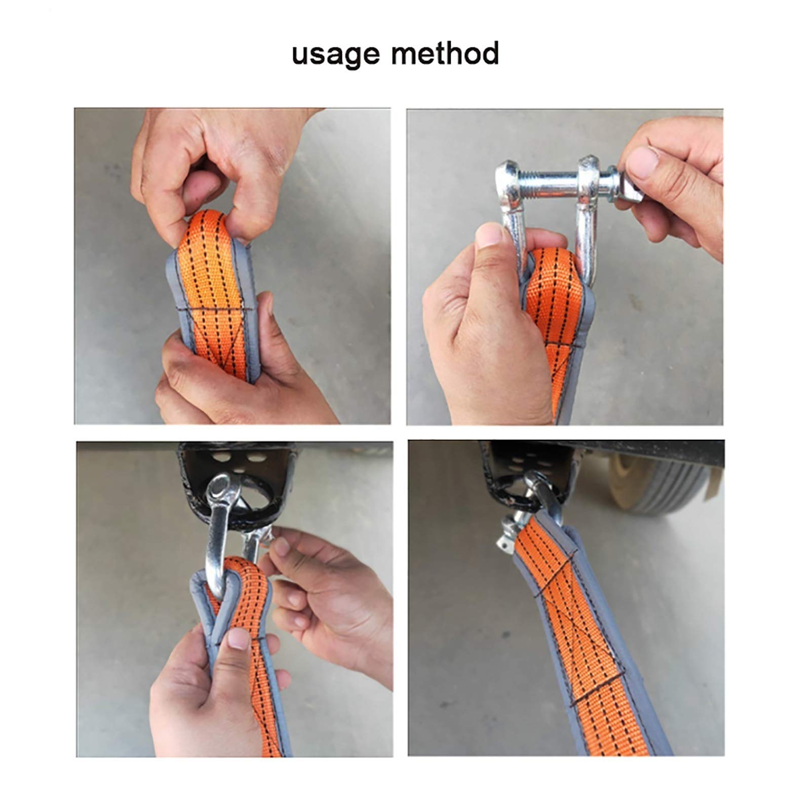 Fune da Traino Corda da Traino, Portante 8 Tonnellate, Cinghie da Traino Ispessite a Tre Strati, per Fune da Traino per Veicoli Di Medie e Piccole Dimensioni/G/Hook