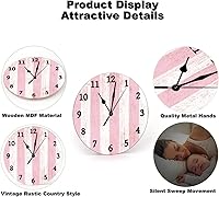 Vista 33 de Quartz Wooden Round Wall Clocks Barn Red Wood Clock Rustic Red Clocks for Farmhouse Decor Silent Wall Clock Modern Wall Hanging Wooden Clock for