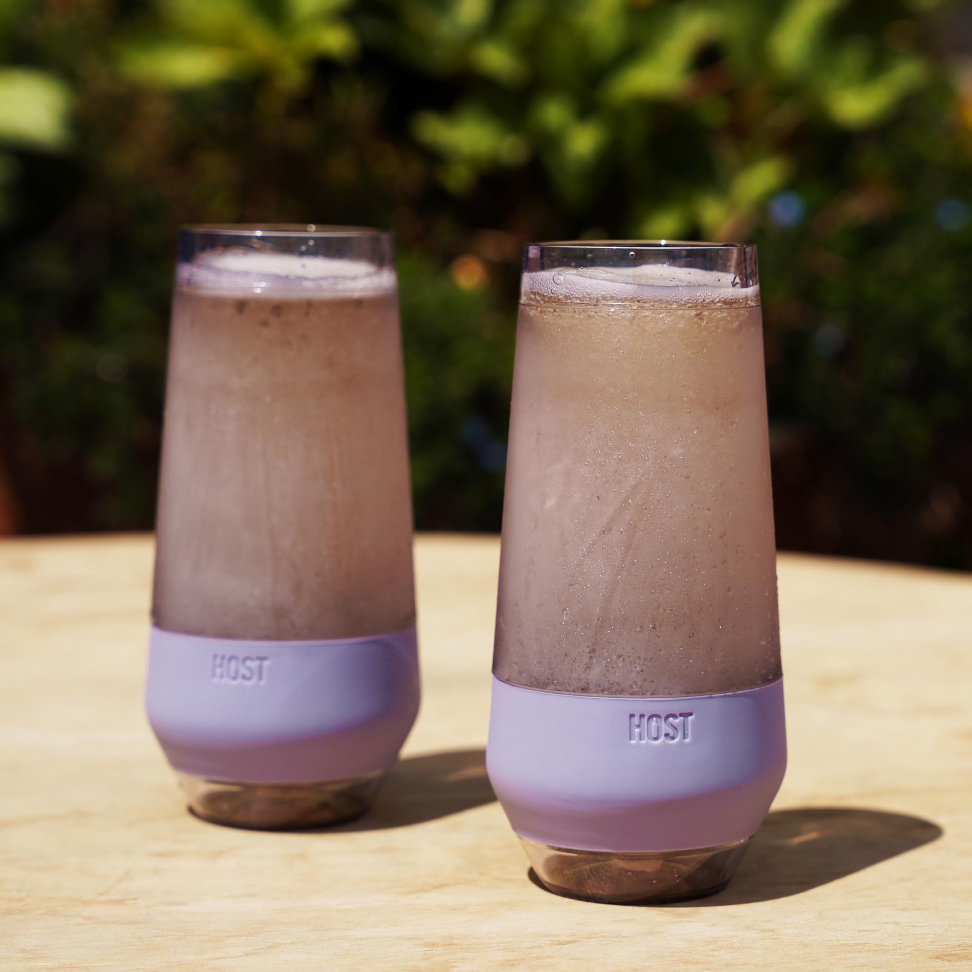 Host Champagne Freeze doppelwandiges Weinglas ohne Stiel für Sekt, Gläser, Trinkbecher, 266 ml, farbige Kunststoffgläser, dunkelviolett, 2 Stück