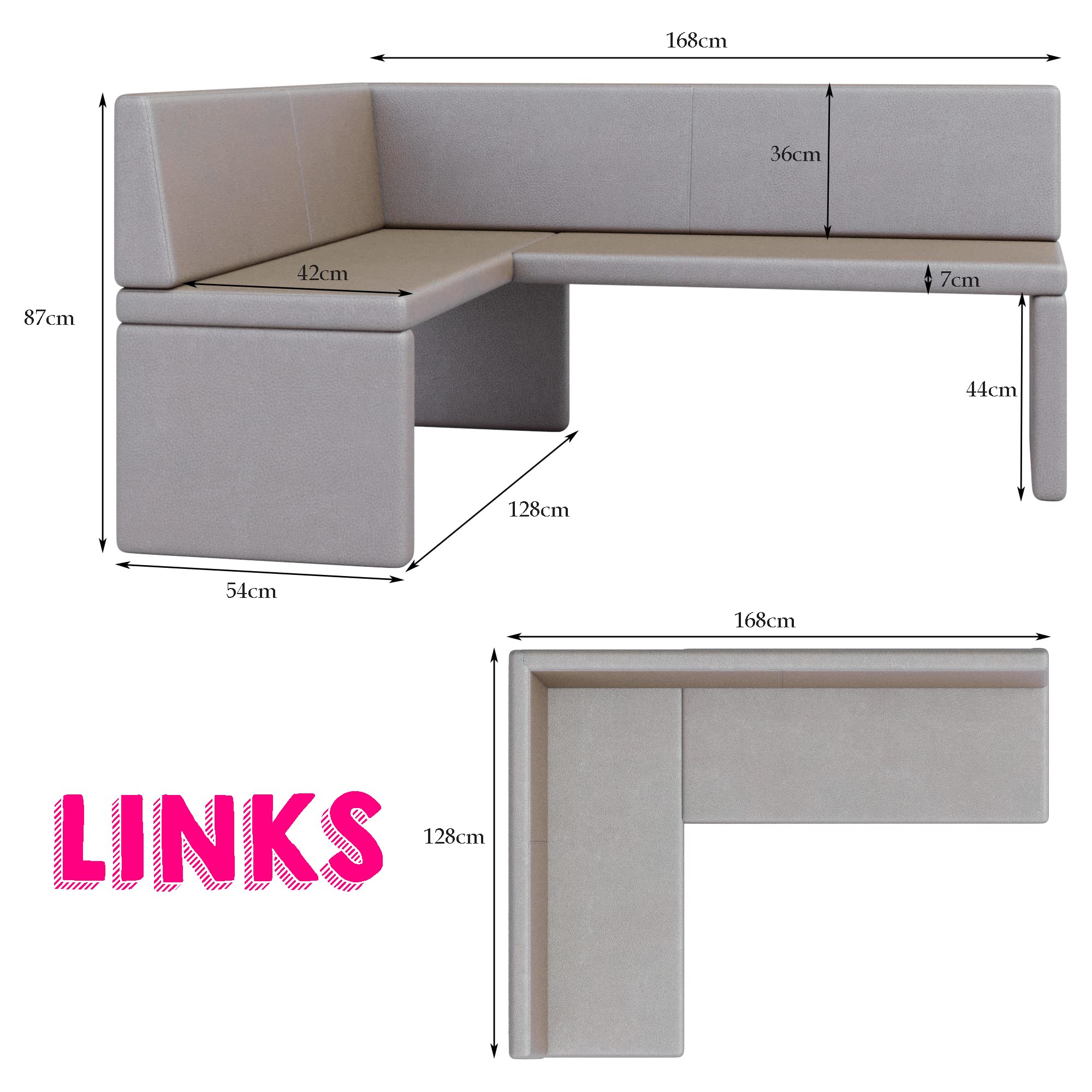 FURNISTAR Eckbank AKIKO mit Tisch - Eckbankgruppe für Ihrem Esszimmer, Küche modern, Sitzecke, Essecke. Perfekt für Küche, Büro und Rezeption. Solide und starke Verarbeitung (INARI 100, 168x128 links)