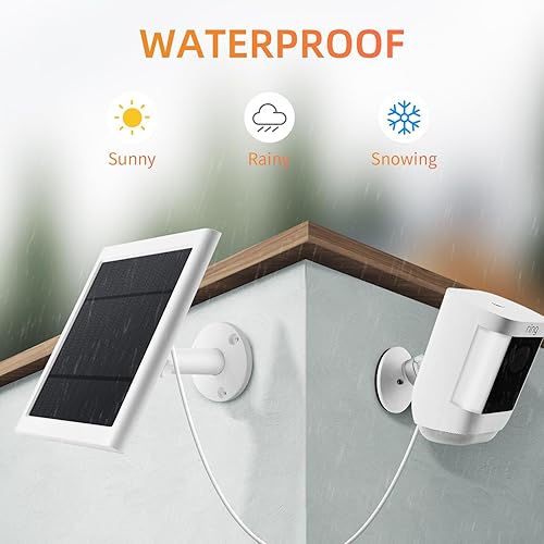 Miniatura 4 de Panel solar para cámara de anillo, cargador solar de 4 W compatible con proyector de anillo y batería de cámara para exteriores, cable de 10 pies de