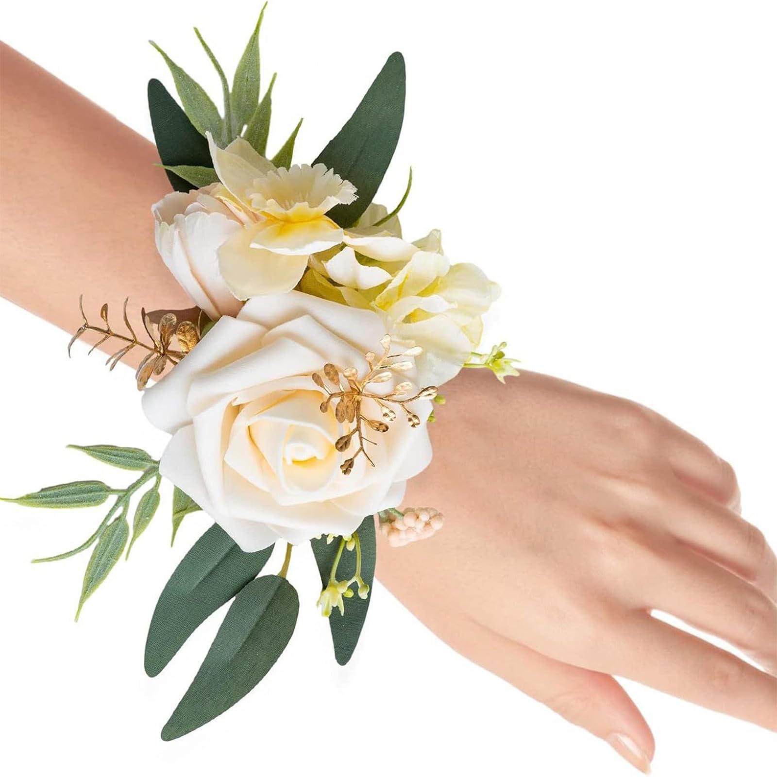 HDOYTXXM Lace Flower Wristband Bride Bridesmaid Artificial Rose Wedding Ceremony Corsage Wedding Wrist Flower
