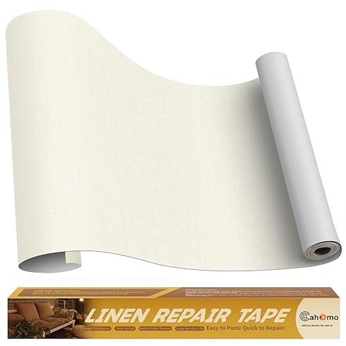 Miniatura 28 de Cahomo Cinta de reparación de lino de 4 x 79 pulgadas, parches de tela autoadhesivos, kit de cinta de parche de lino, cinta de reparación de tela