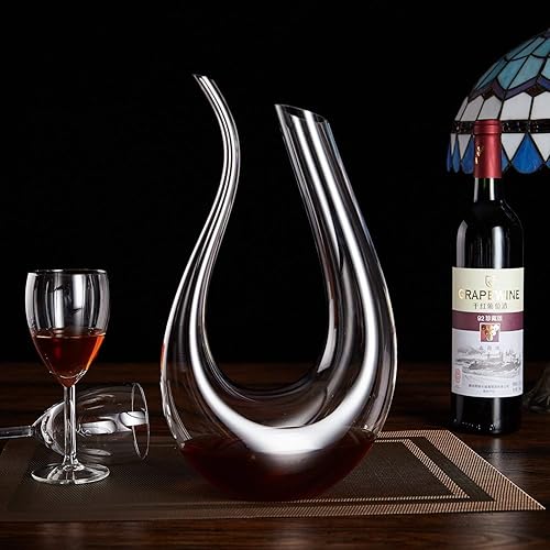 Miniatura 5 de King Crystal Jarra de vino tinto Cygnus  100% vidrio soplado a mano  Jarra de vino de cristal de 44 onzas y purificador  Para bar casero, plomo