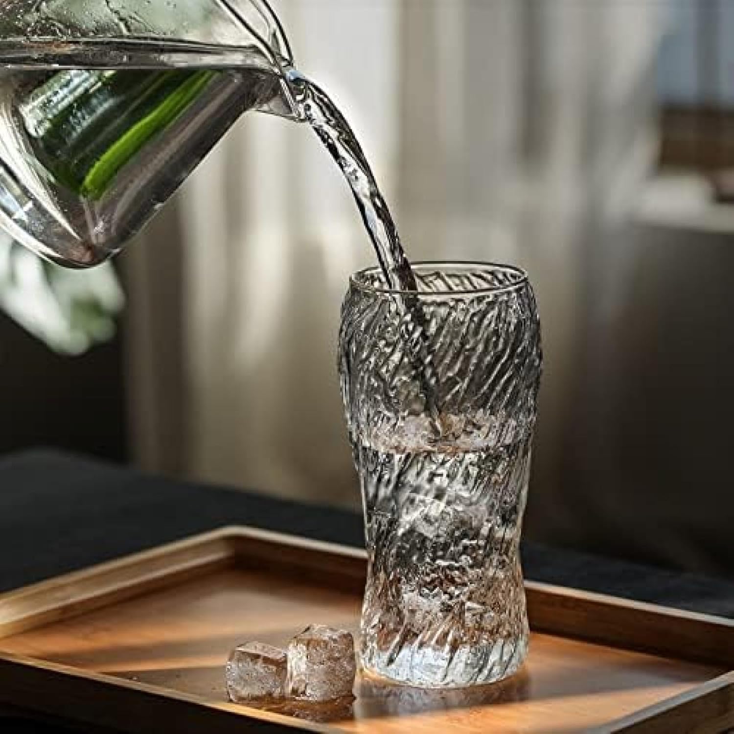 Juego de vasos de cristal transparentes para jugo, leche y café para cocina, ideal para desayuno y bebidas frías