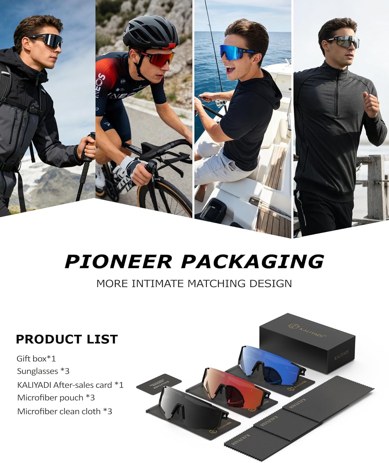 KALIYADI Sunglasses-Men Sports Mens-Sunglasses Women: Sun Glasses with UV400 for Running Cycling Golf Fishing