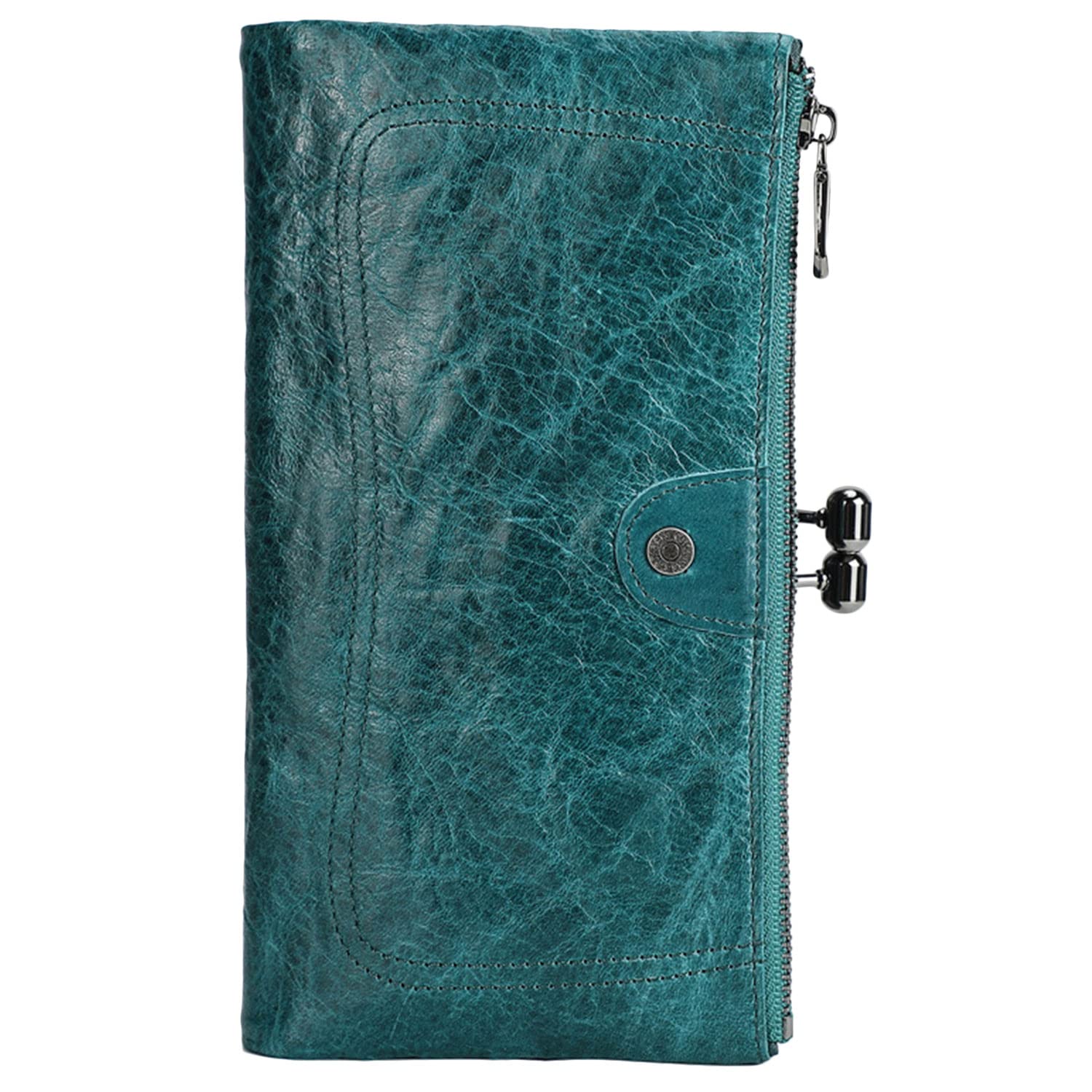 BYKOINE Large Bifold Wallet for Women Ladies Leather Phone Purse Handbag with Kiss-Lock Pocket RFID Blocking Card Holder