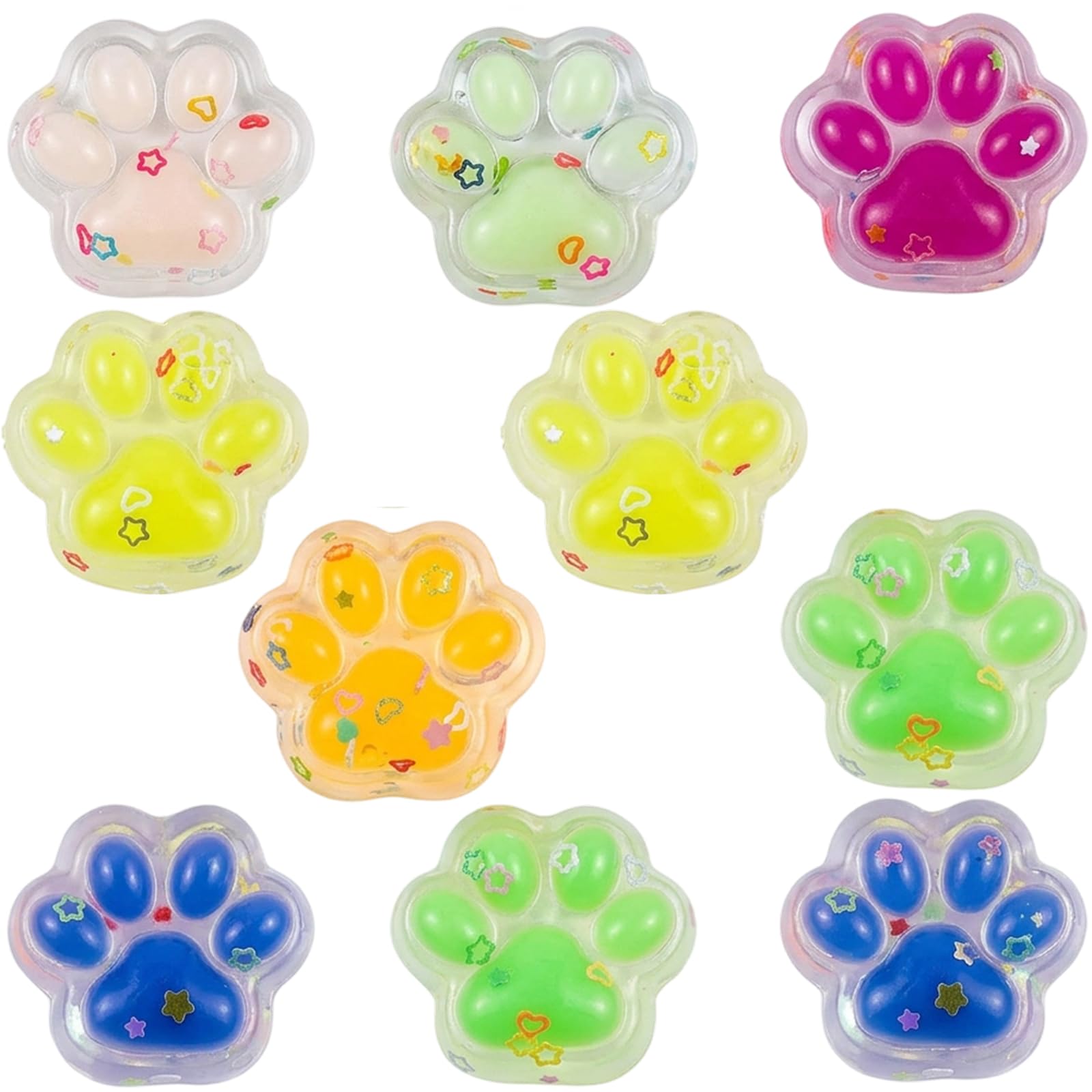 10 Pcs Tabba Squishy Cat Paw Squishy Tool, Desk Decor Sensory Items for Anxiety Management, Stress Relief Bundle for Office and Travel Use, Random Coloured