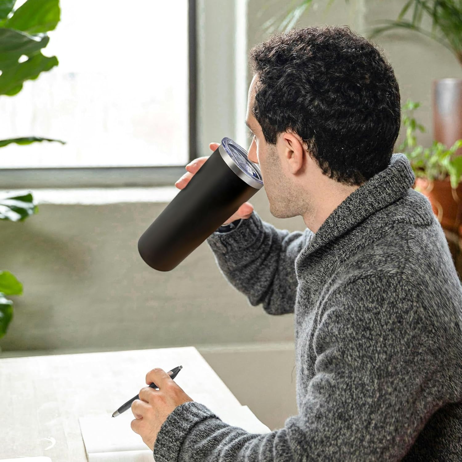 YOUKE OLA 16 Pack Stainless Steel Skinny Tumblers Bulk Straight Double Wall Powder Coated Insulated Tumbler with Lid and Straw for Laser Engrave, DIY Gift, 20oz Black - Image 6