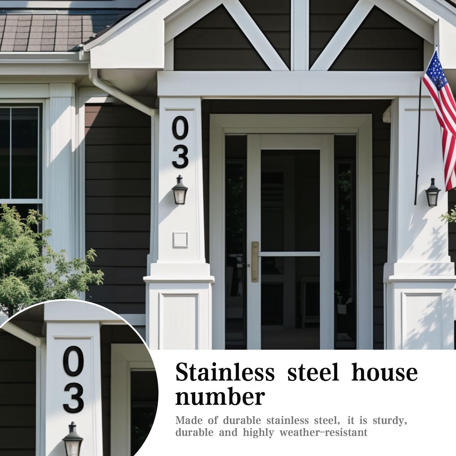 3 Inch Modern Stainless Steel Address Mailbox Numbers, Metal House Numbers and Letters, Stainless Steel Brushed Black House Numbers, for Houses, Hotels, Apartments, Mailboxes, Outside(Number 1)