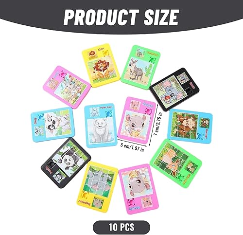 Miniatura 4 de 10 rompecabezas de diapositivas, 16 cuadrículas, lindo rompecabezas de animales portátil, juguetes educativos suaves y seguros para niñas y niños