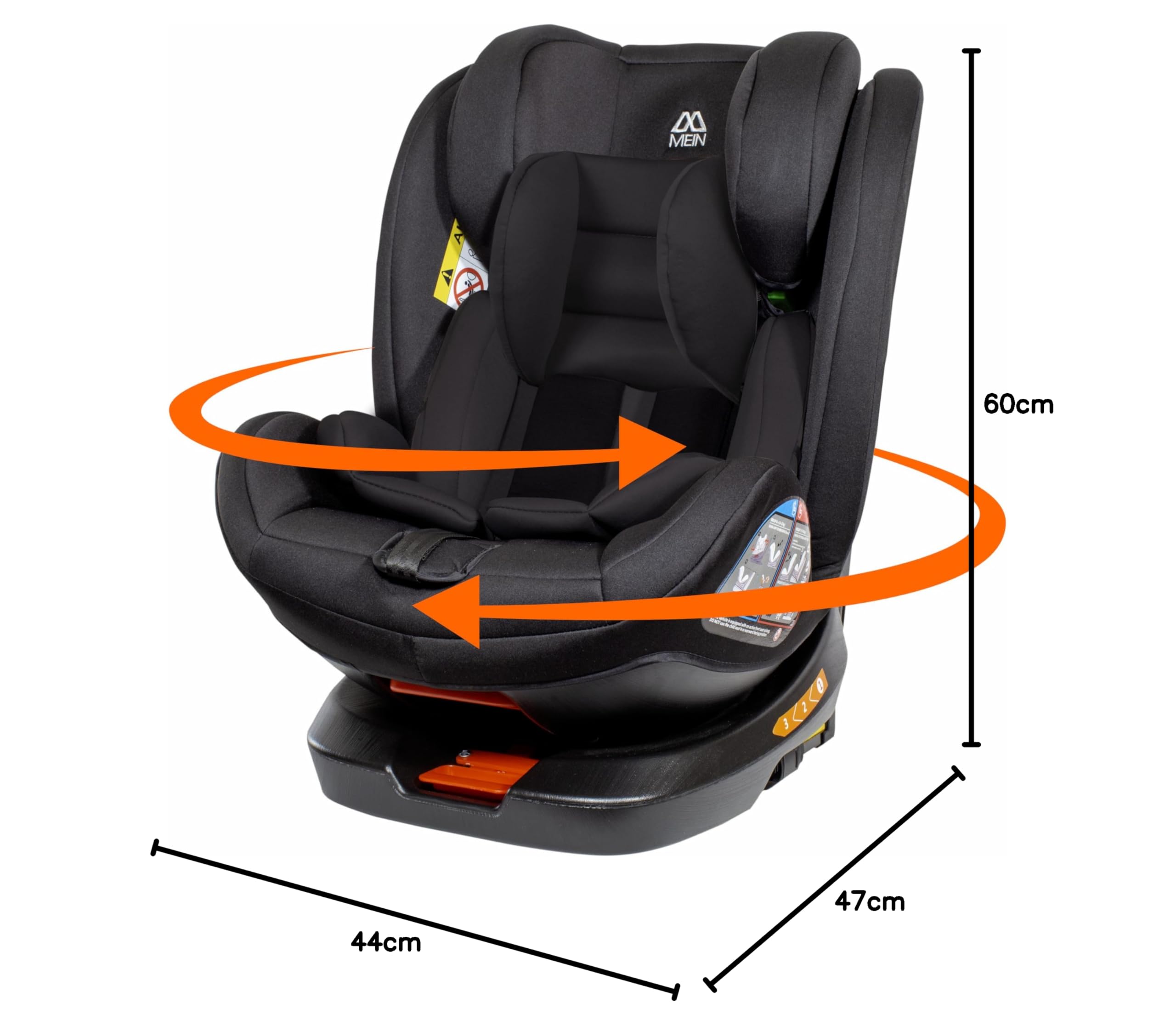 MEIN I-Size Seggiolino Auto 0-36 kg Isofix per 40-150 cm Seggiolino Auto Girevole a 360° con Seduta Reclinabile e Cintura di Sicurezza 5 Punti Gruppo 0+ 1/2/3 ca. 0-12 anni