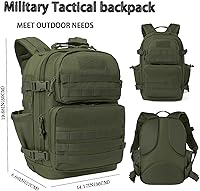 Vista 2 de Mochilas tácticas militares 45L ejército 3 días paquete de asalto 3 días Bug Out bolsa de trekking mochila con sistema Molle, Verde, Mochilas Daypack