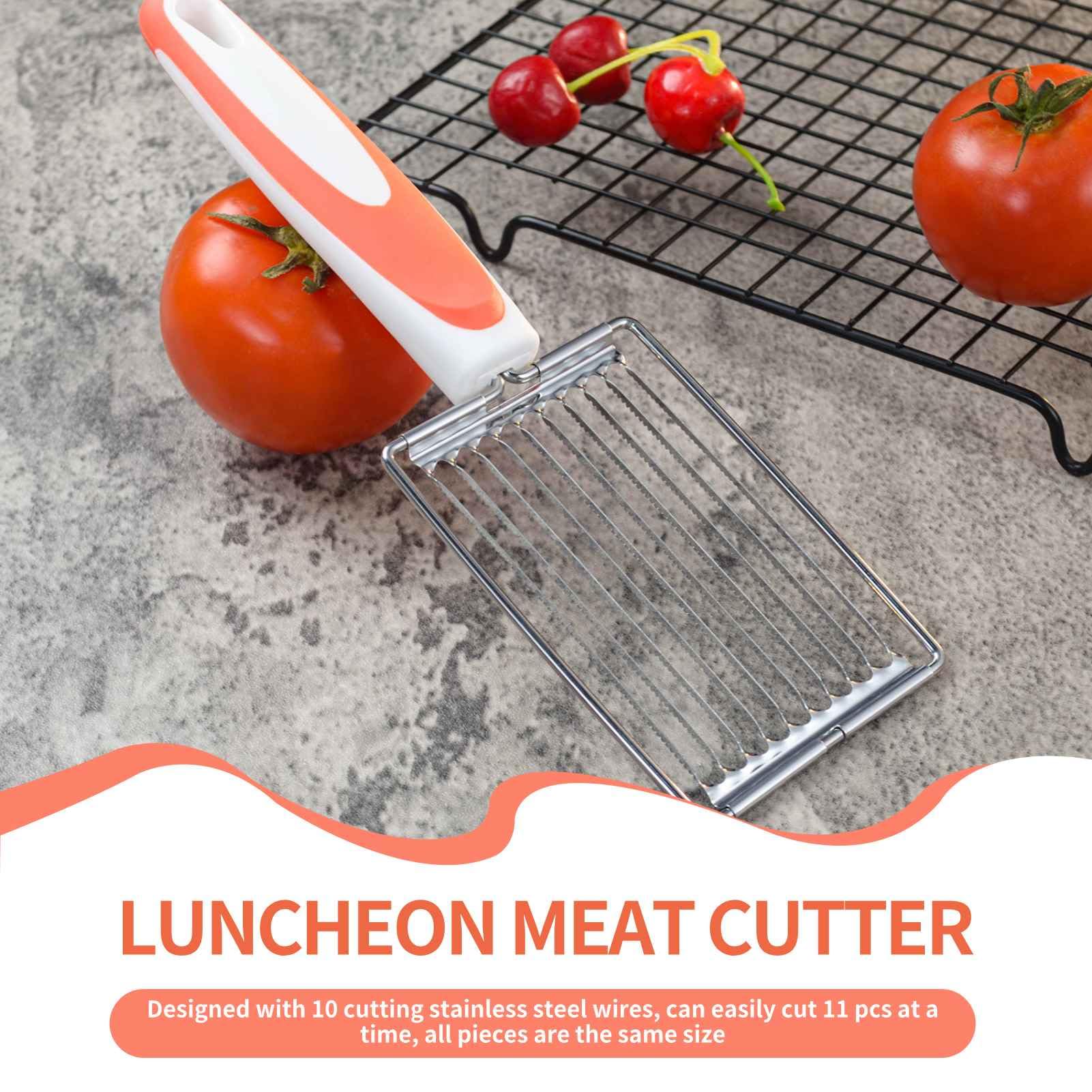 Cyrank Orange Alloy Steel Food Slicer, 10-Piece Set, Ideal for Luncheon Meat, Spam, Boiled Eggs, Cheese, Sushi, Ham, Tomato, Dragon Fruit