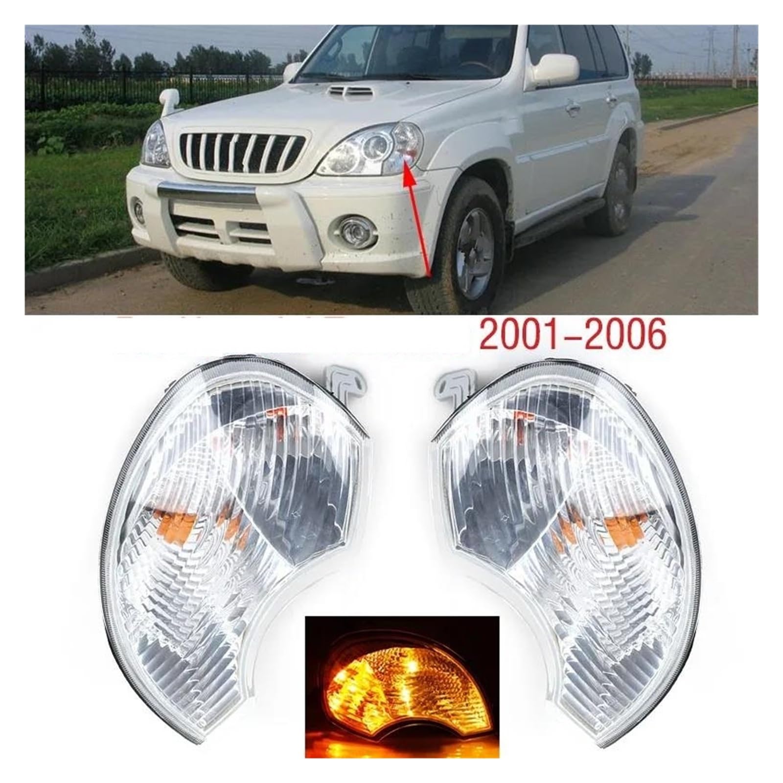 Genérico Piloto Intermitente Para Hyundai Para Terracan 2001-2006 Faro Parachoques Delantero Indicador Lateral Esquina Intermitente Lámpara Luz Intermitente Retrovisor(Izquierda)
