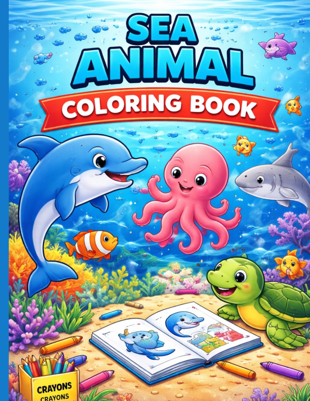 Sea Animal Coloring Book for Kids Ages 5–15