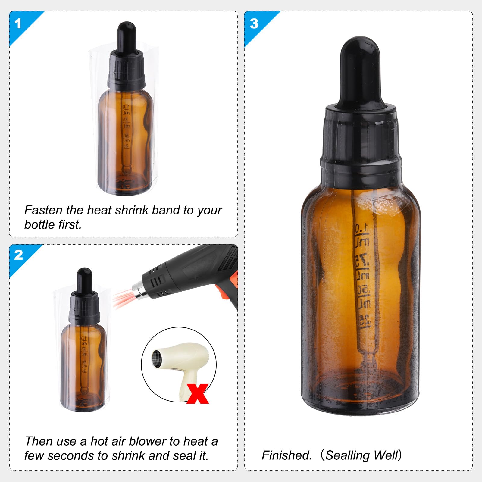 1000PCS PVC Perforated Shrink Bands - 105x28mm (4.13x1.1") Heat Shrink Seals For Bottles With 2.25"-2.5" Cap Diameter