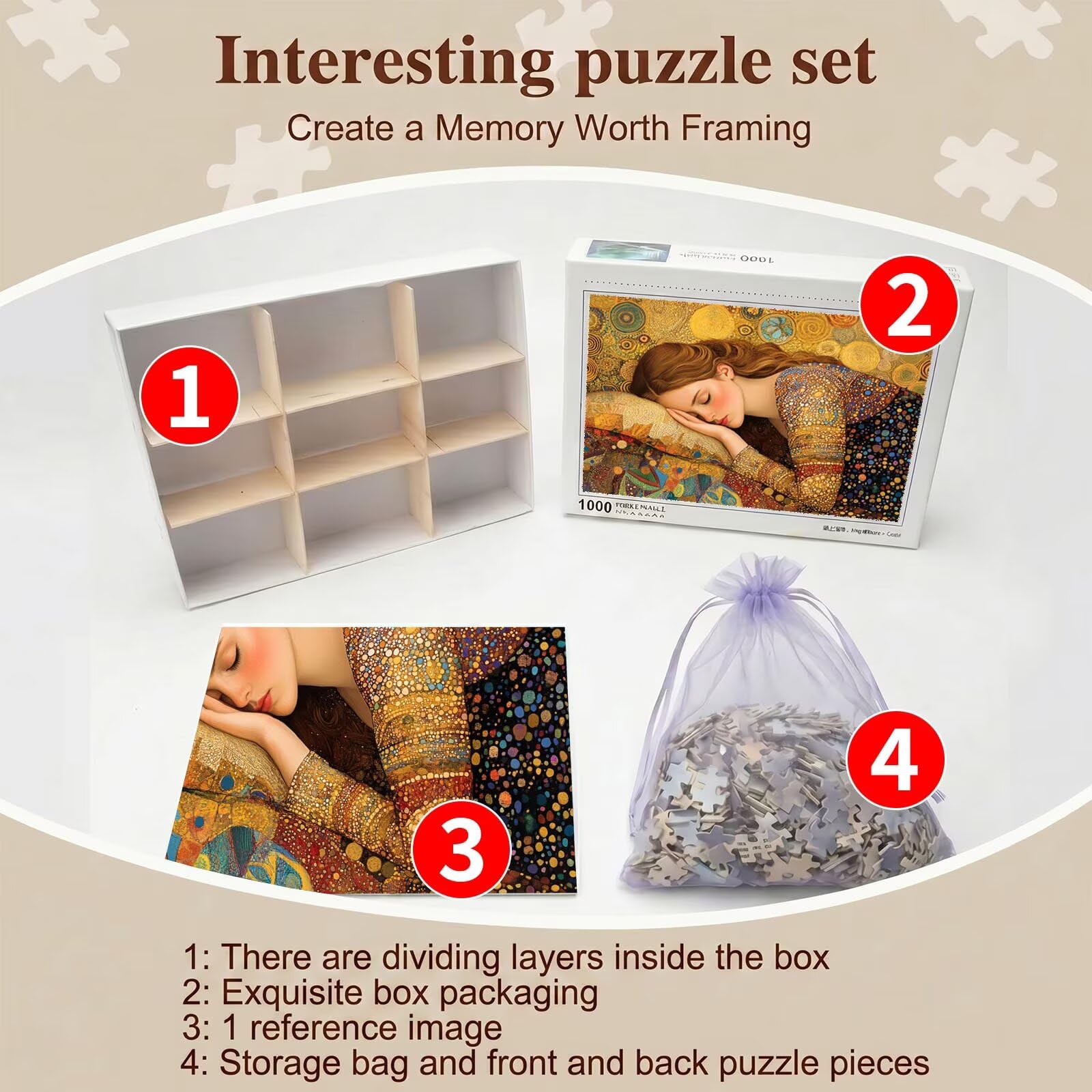 Bellezza astratto Puzzle 1500 Pezzi per Adulti, Puzzle in Legno - Collezione Classica con Poster Incluso - Sfida di Concentrazione e Passatempo Antistress, Gioco per Famiglia, 87 x 57 cm f0-742