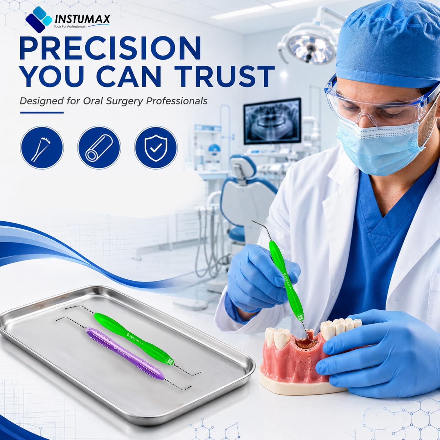 Détartreur dentaire RGS 1-2/3-2 en acier inoxydable vert violet instrument de soins bucco-dentaires à double extrémité Outil d'hygiène réutilisable pour l'entraînement et l'utilisation