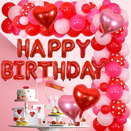 Happy Birthday Balloons For Her Amazon.com: Valentine Birthday Balloon Garland Kit Red Pink Party  Decorations With Valentines' Day Happy Birthday Banner Heart Balloons For  Her : Grocery & Gourmet Food
