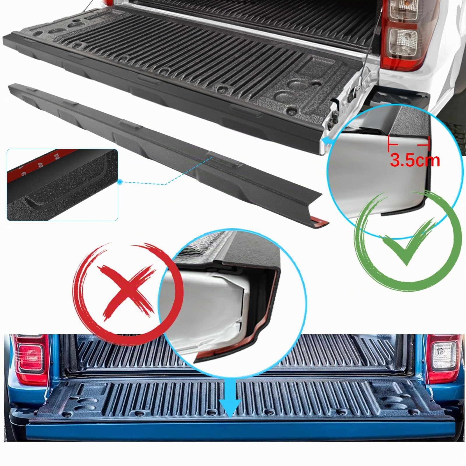 Housse de Protection de seuil de Coffre pour Ford Ranger Wildtrak 2012-2022 Raptor Limited XL XLT T6 T7 T8 MK1 MK2 MK3