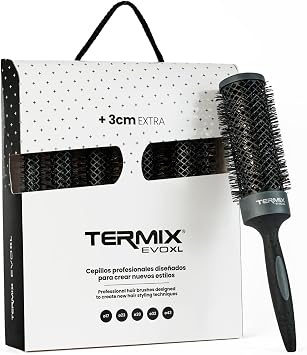 Termix Evolution XL Round Thermal Hairbrush with 3 cm Longer Ceramic Tube for Long Hair Reduces drying time thanks to its ionised fibres and non-stick tube Pack of 5 Brushes