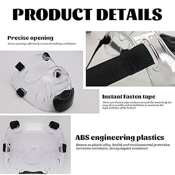 Taekwondo Headgear With Face Shield Taekwondo Sparring Headgear - Removable Face Protector With Tempered Plastic Visor (Hockey-Style Design) Boxing Headgear