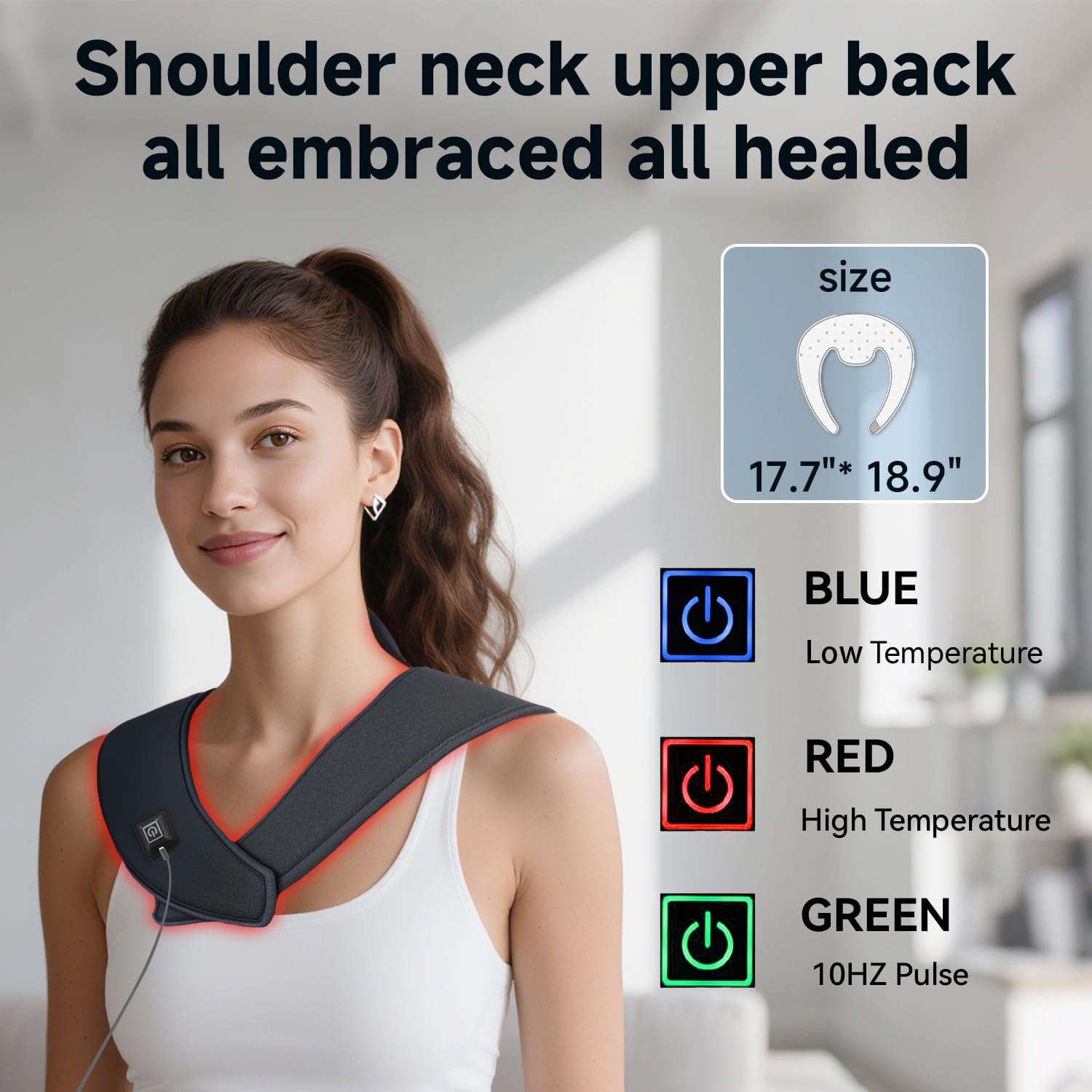 Red Light Therapy Belt for Neck & Shoulder, Portable Infrared Wrap for Neck Shoulder Comfort, Soothing Heat for Home Use & Pet Comfort