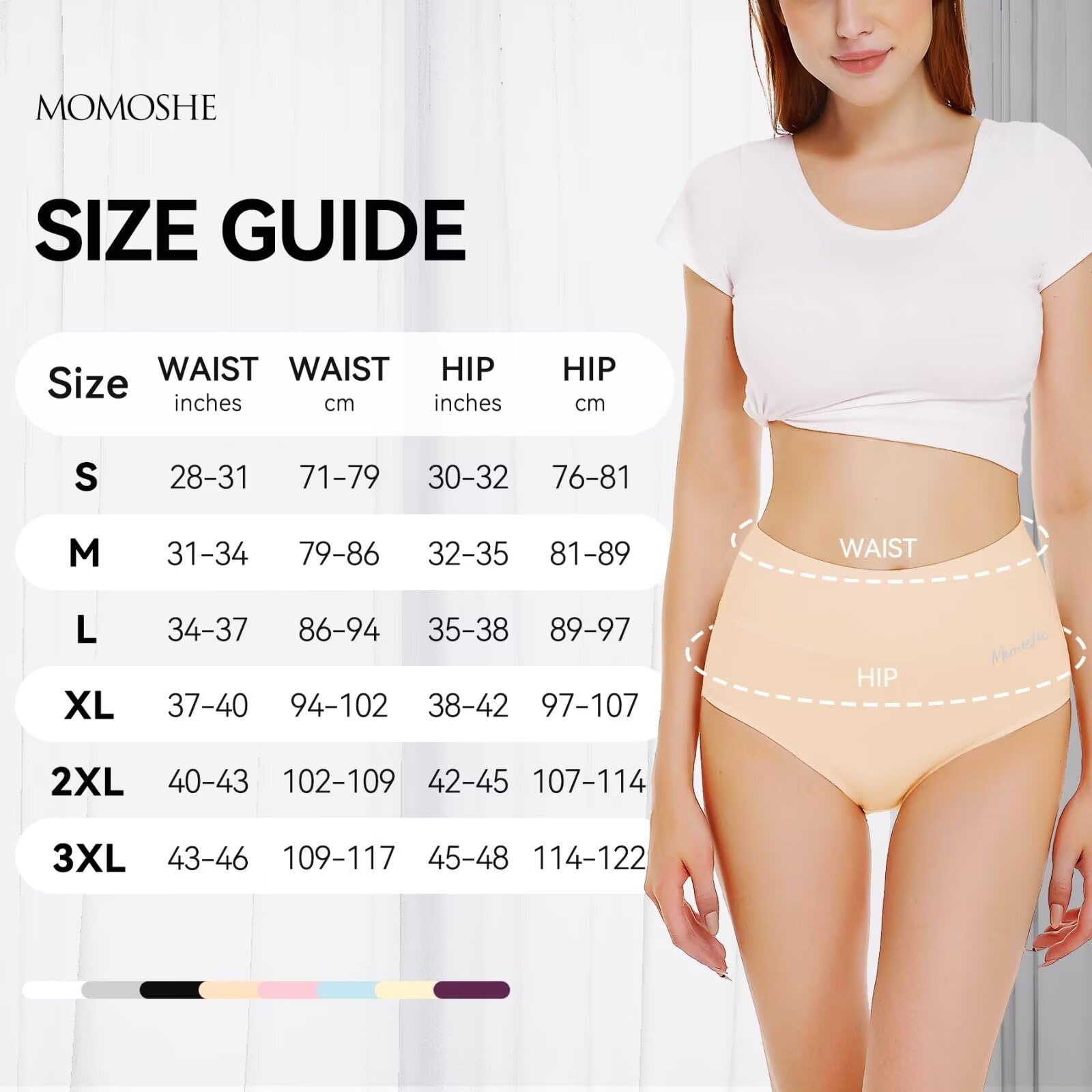 Momoshe Mutande Donna Cotone Vita Alta Pacco da 5 Slip Traspirante Culotte Comode Elasticizzato Intimo