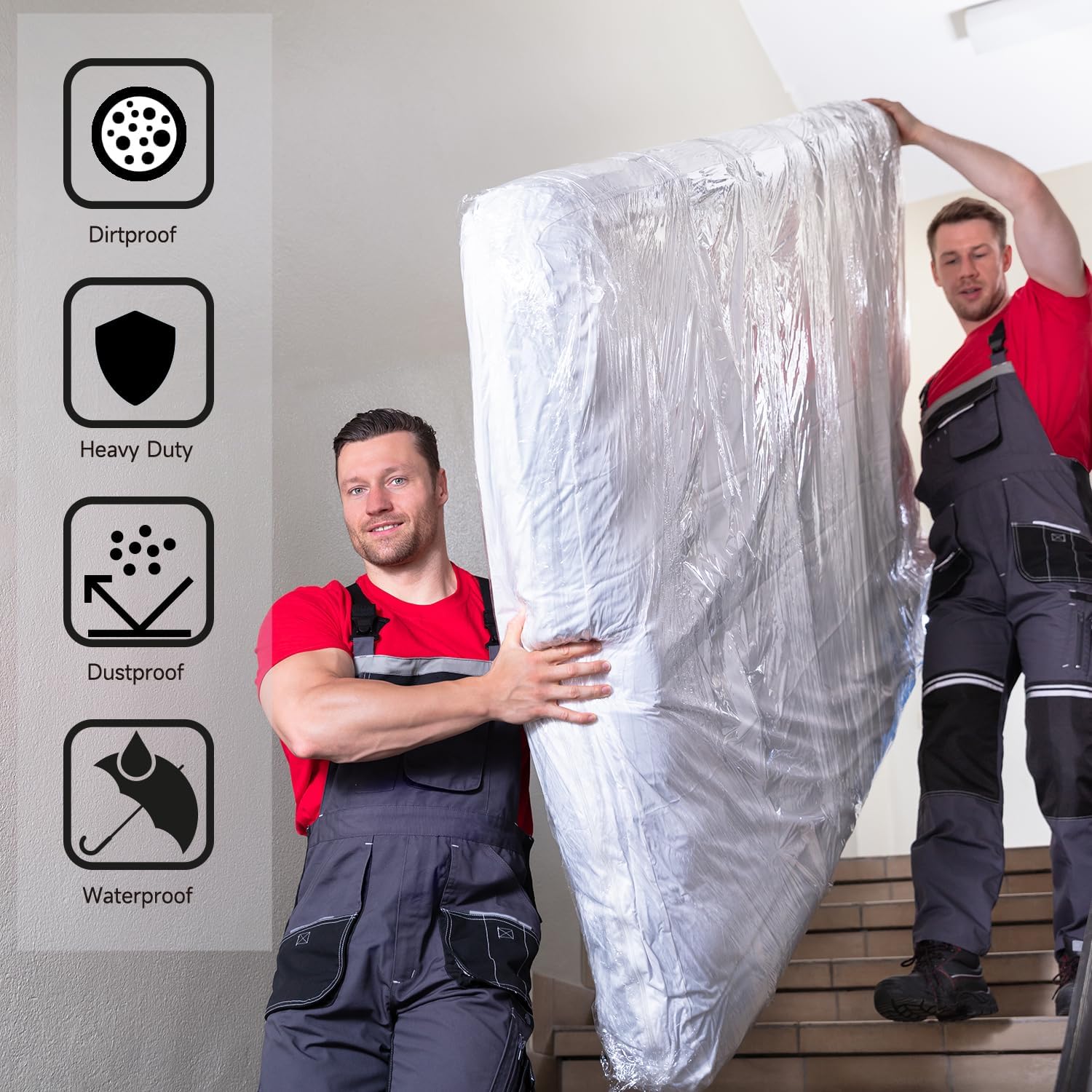 Mattress Bags for Moving and Storage, [2 Pack] 4 Mil Mattress Cover for Moving, Heavy Duty Clear Plastic Bed Mattress Bags for Long-Term Storages and Disposal - King Size, 94 x 96 Inch