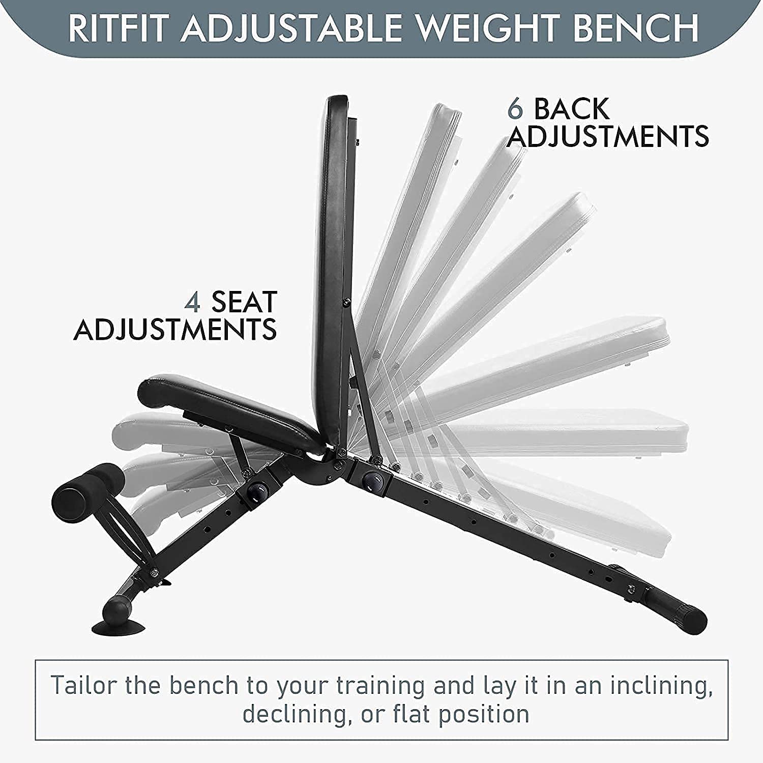 RitFit Adjustable / Foldable Utility Weight Bench for Home Gym