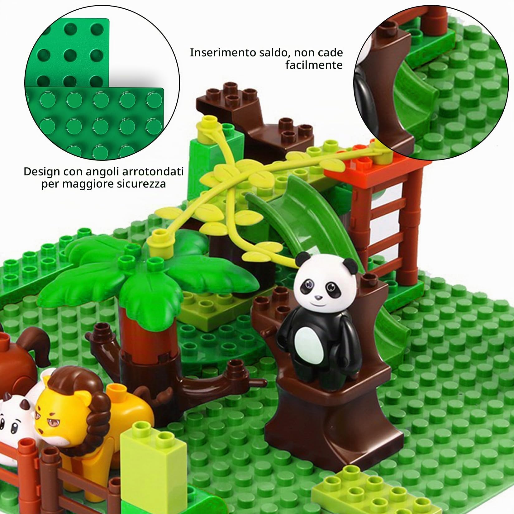 4 Pezzi Piastra Base Compatibile con Lego Duplo, 25x25cm Base per Mattoncini Compatibile con Lego Duplo, Set di Piastre da Gioco Creativo, Verde