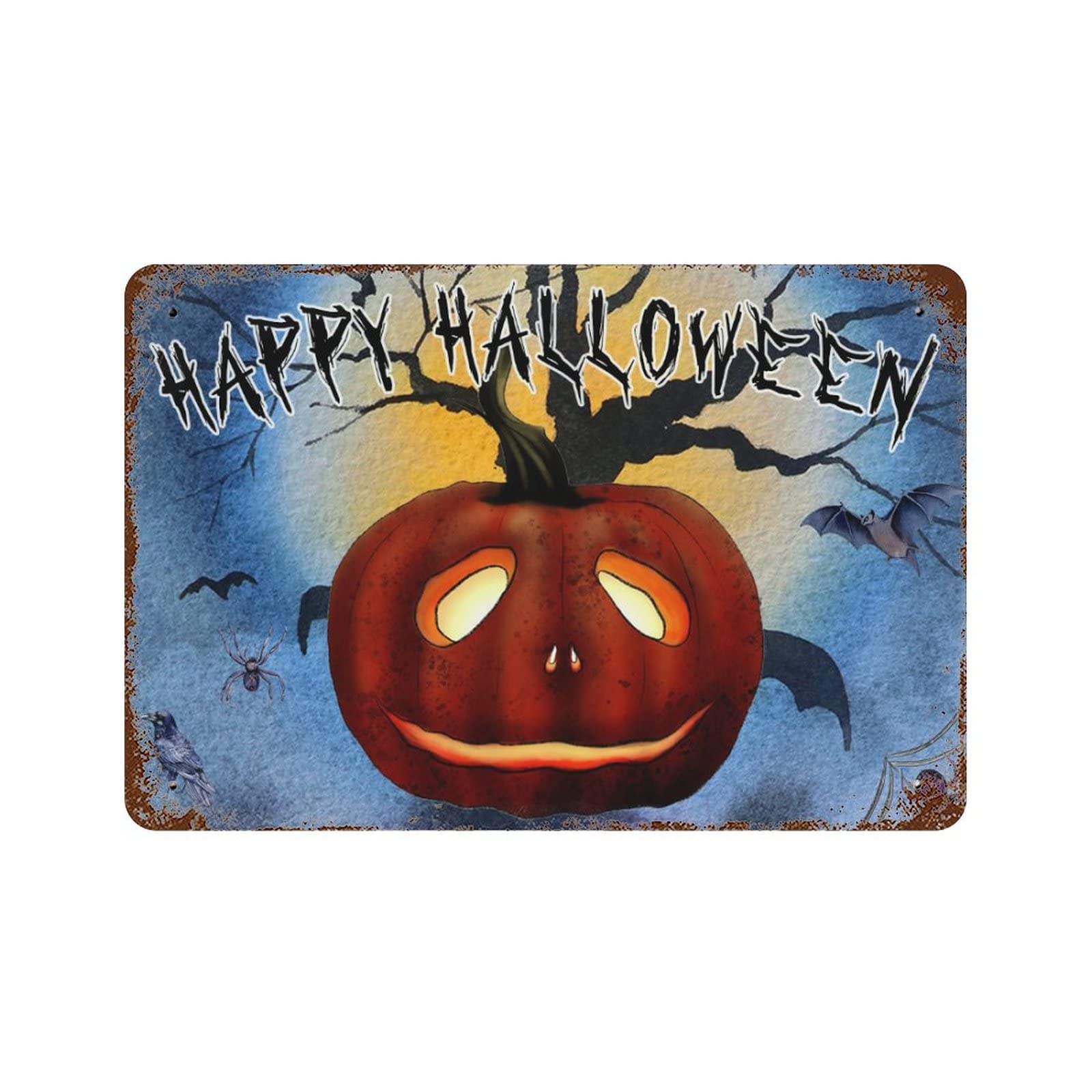 Plaque en métal Happy Halloween citrouille Jack O Lantern décorative