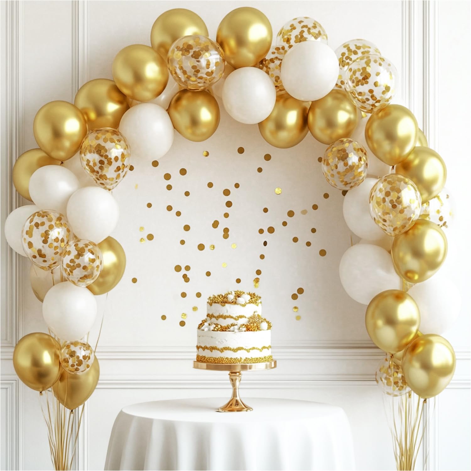 60 Palloncini Oro Metallizzato, Coriandoli Dorati Palloncini Elio, 12 Lattice Pollici Per Nozze D'Oro, Compleanno, San Valentino, Anniversario, Ramadan, Baby Shower - Foto 8