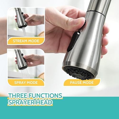 Miniatura 5 de Kicimpro - Grifo de cocina sin contacto con rociador extraíble y monocontrol, sensor de movimiento lateral, grifo con líneas de agua, dos modos de