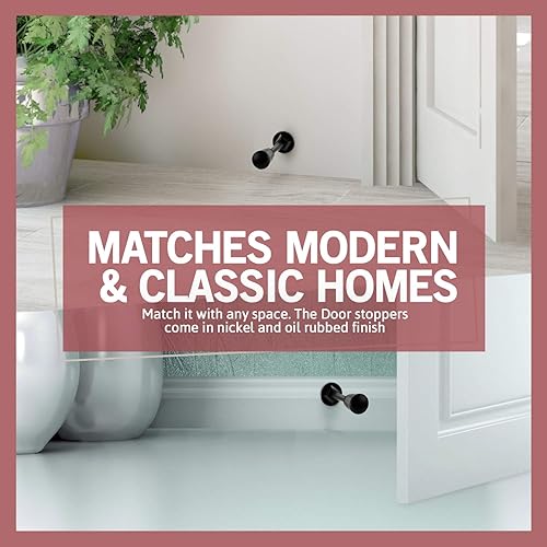 Miniatura 8 de Jack N'Drill - Tope de puerta rígido (paquete de 12) - Tope de puerta sólido negro inoxidable con puntas de goma duraderas Protege paredes y