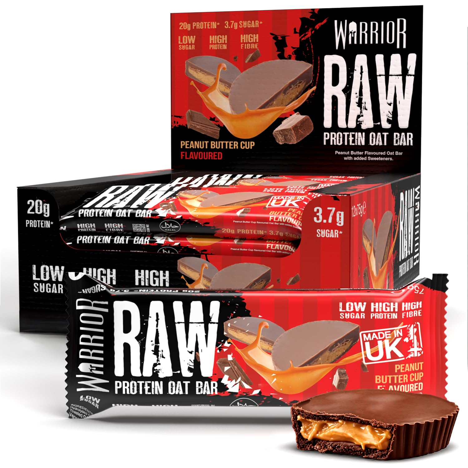 Warrior RAW Protein Bars 12 x 75g – 20g High Protein Bar, Low Sugar High Fibre Oat Protein Flapjack – Protein Snacks, Meal Replacement Bars (Chocolate Brownie) — view 31