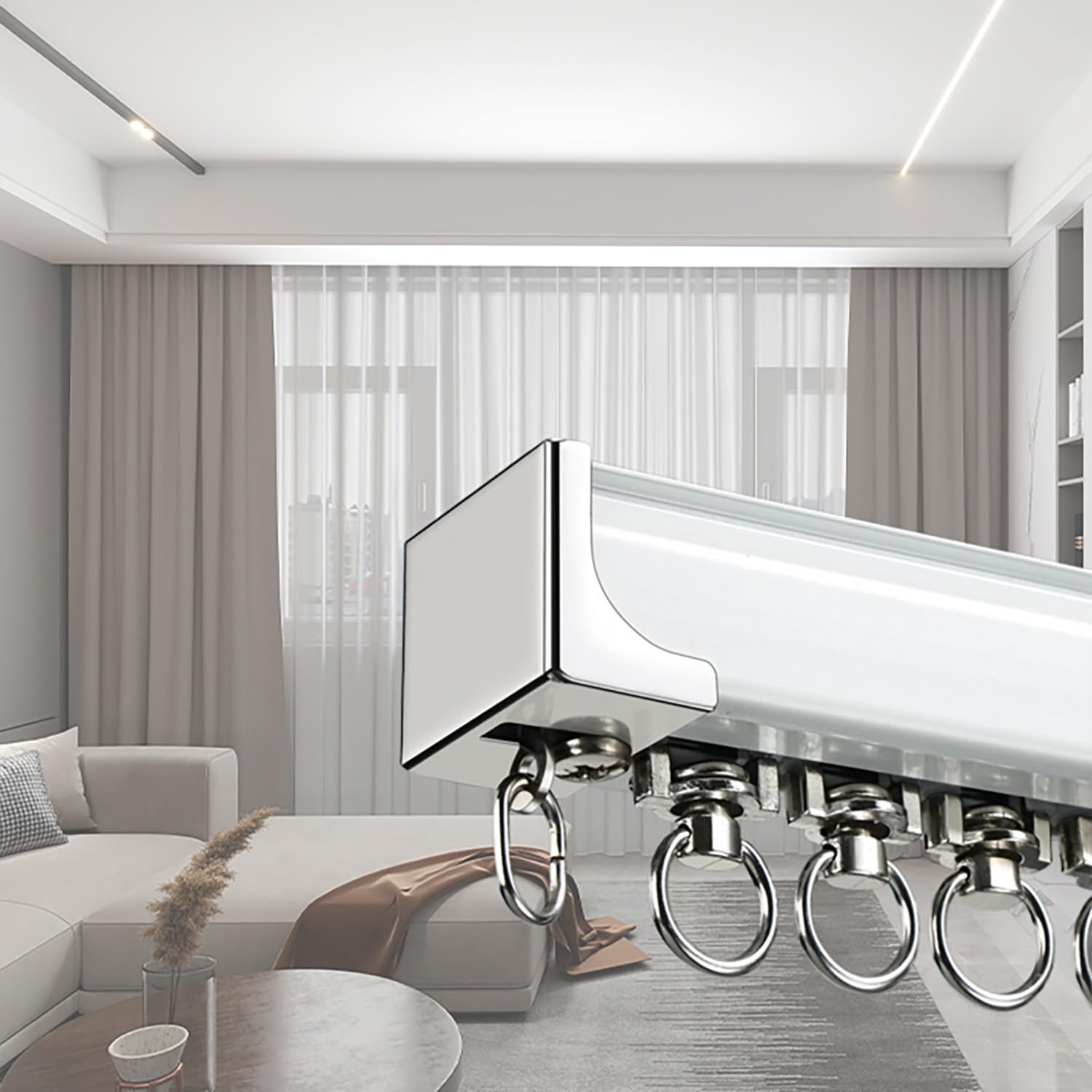 Rail réglable en aluminium télescopique pour un montage au plafond fluide et précis