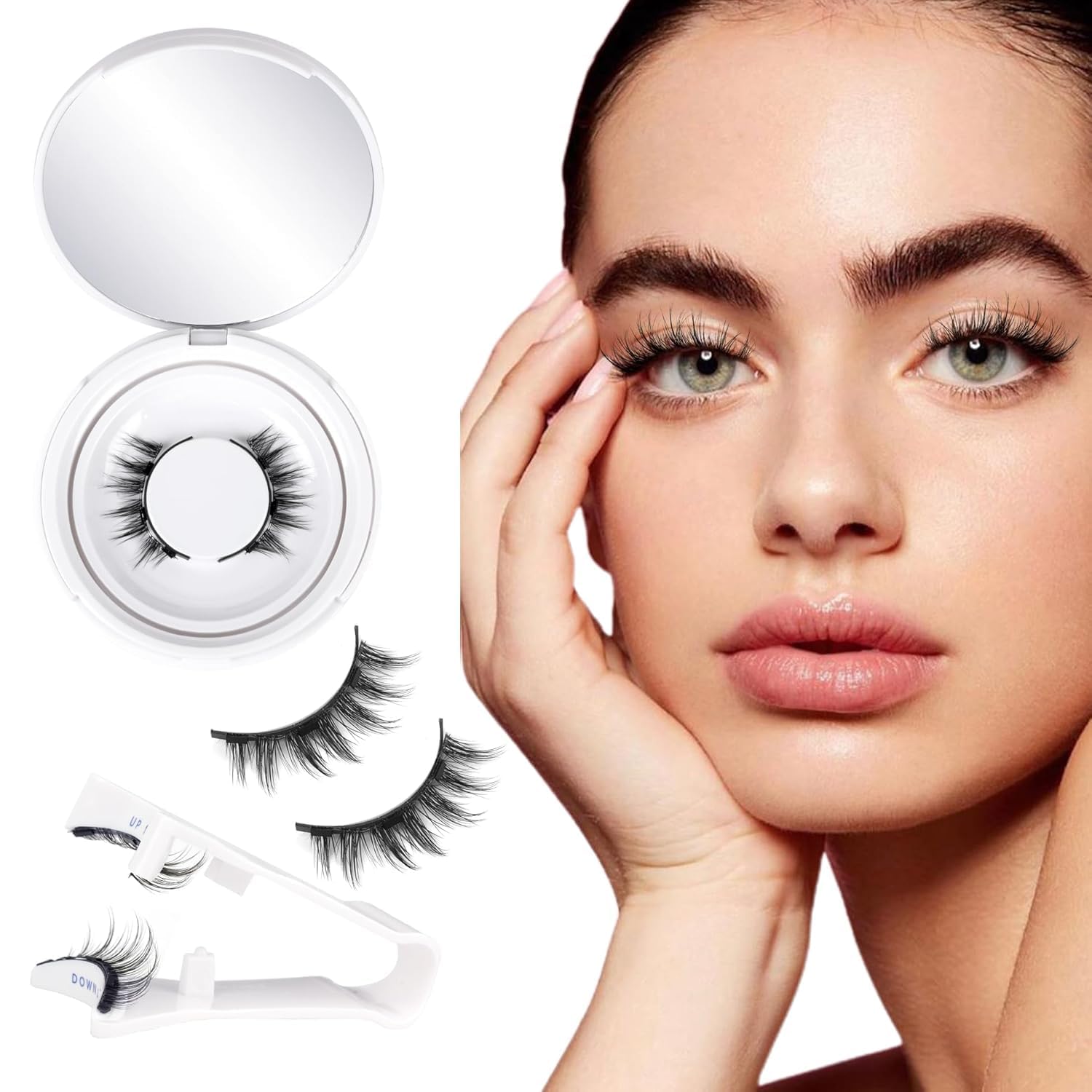 NIYANETAIL Magnetic Eyelashes Without Eyeliner | Natural Reusable Magnetic Lashes Kit with Applicator | No Glue Needed | Lightweight Manga Style False Lashes | 1 Pair for Anime Eye Look 4