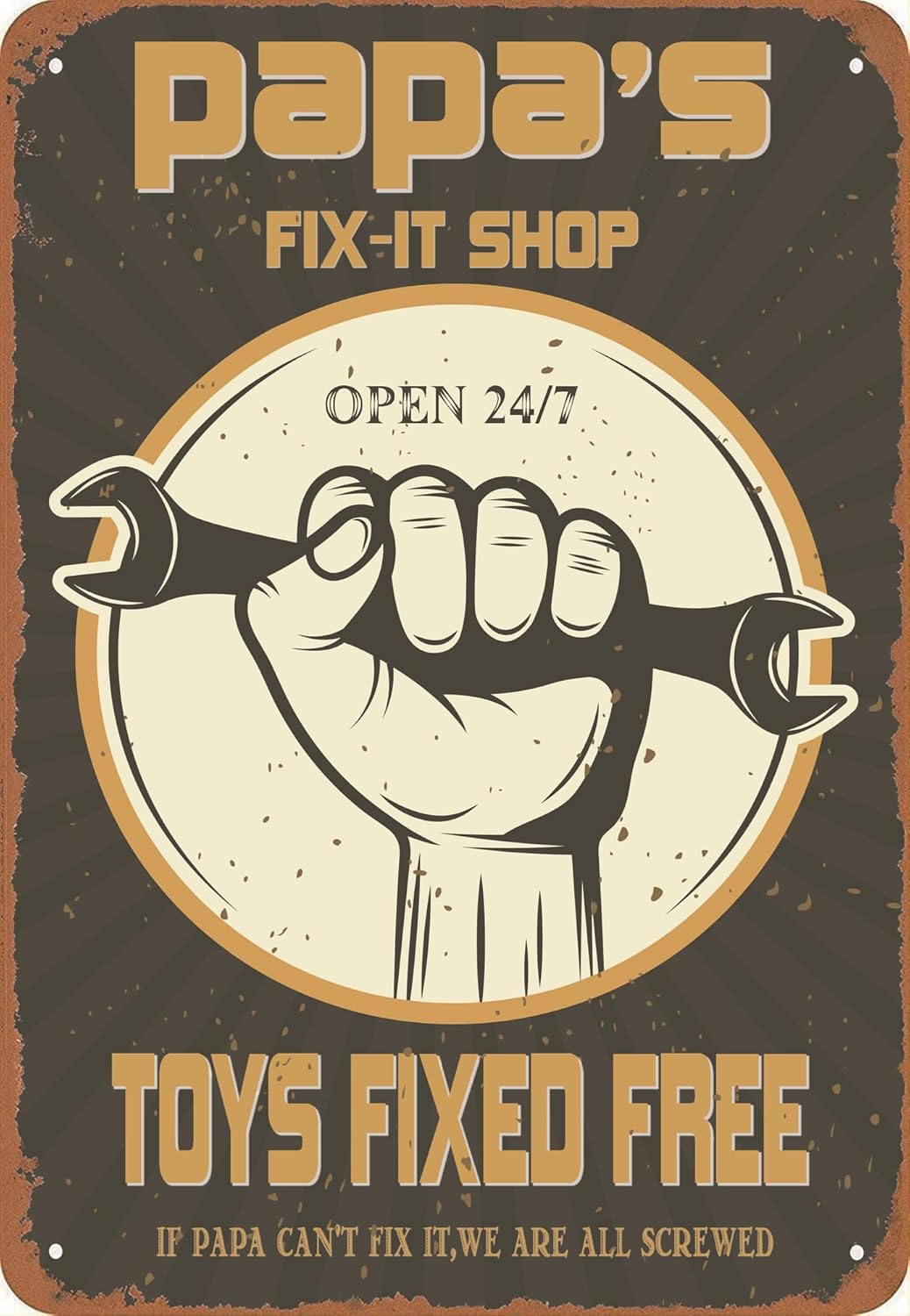 zhocers Funny Decorations For Man Cave Garage Wall, Vintage Tin Sign Papa's fix-it shop, Metal Post 12 * 8 Inches (PAPA'S FIX-IT SHOP)