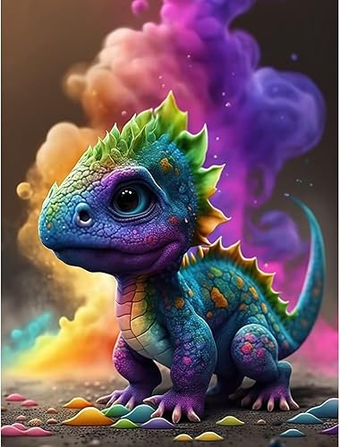 CoHraeu Kits de pintura de diamantes lindo dinosaurio bebé, hermosa pintura de diamante, taladro redondo y taladro completo, kits de arte de