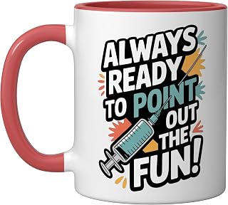 Syringe Phlebotomy Tools for Medical Professionals Ceramic Mug, Red/White